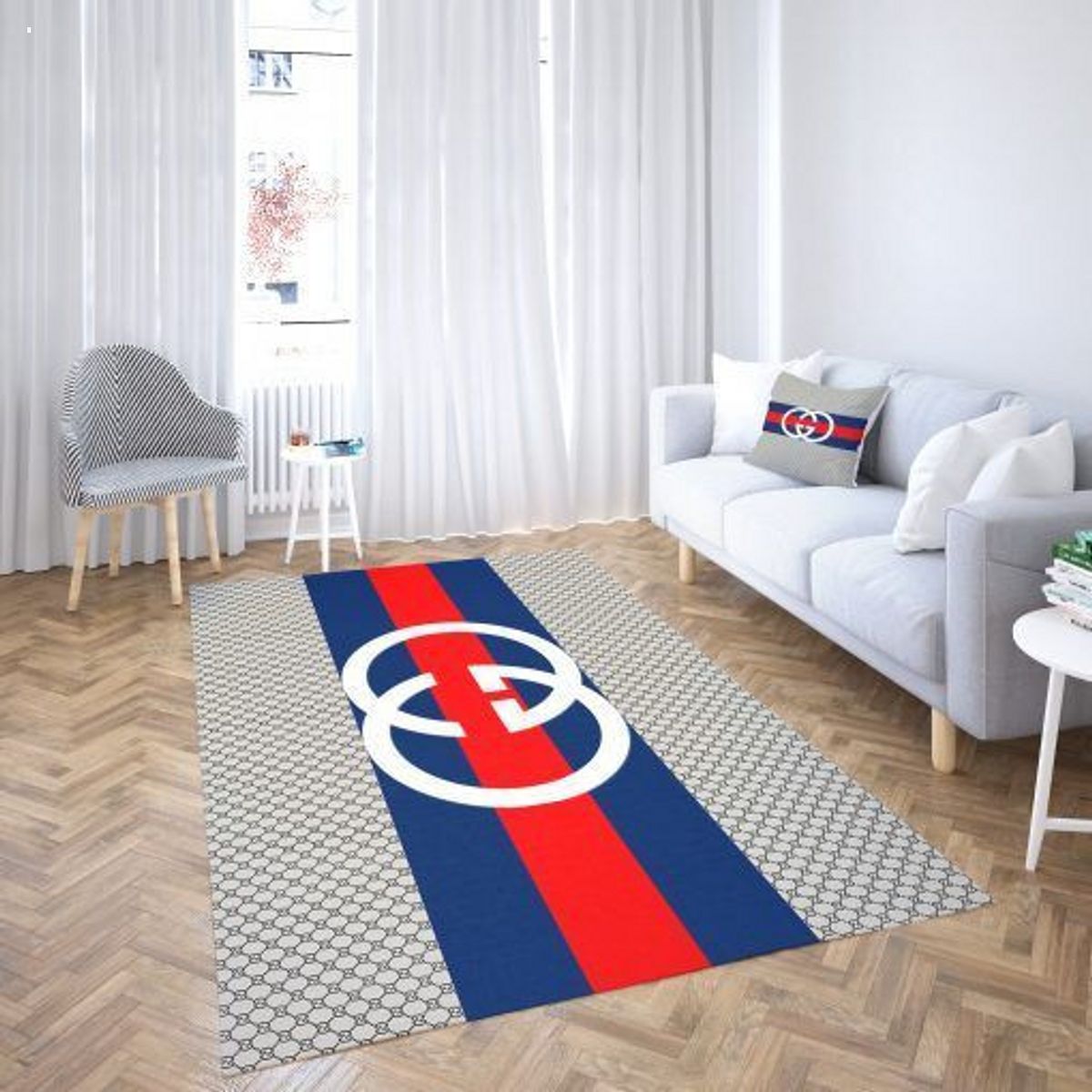 Gucci Stripe Mix Red Blue Luxury Brand Carpet Rug Limited Edition