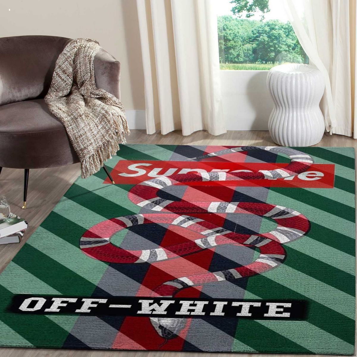 Gucci Supreme Off White Luxury Brand Carpet Rug Limited Edition