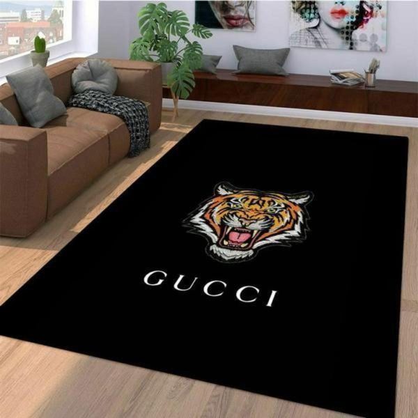 Gucci Tiger Black Luxury Brand Carpet Rug Limited Edition