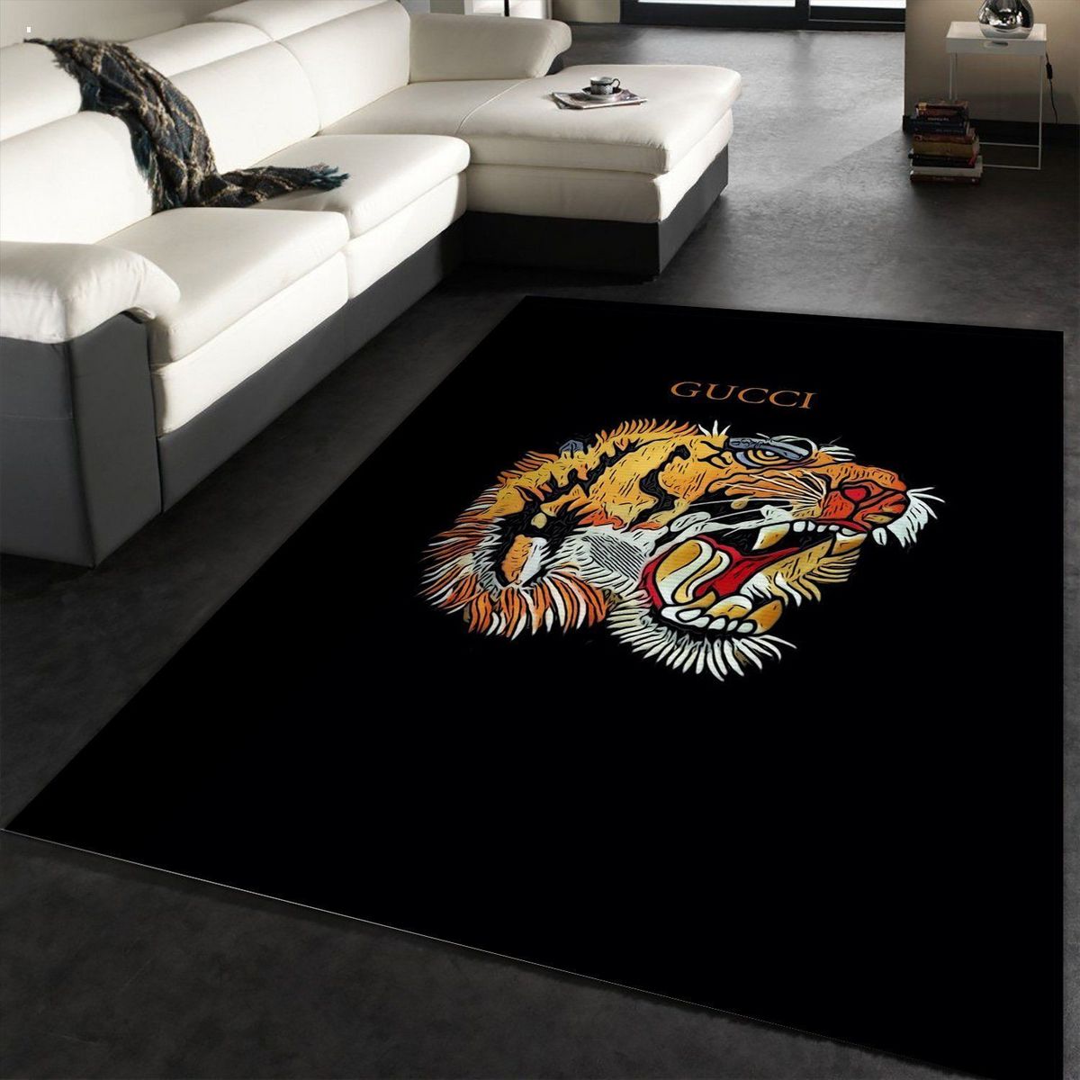 Gucci Tiger Printing Mix Black Color Luxury Brand Carpet Rug Limited Edition Luxury Store