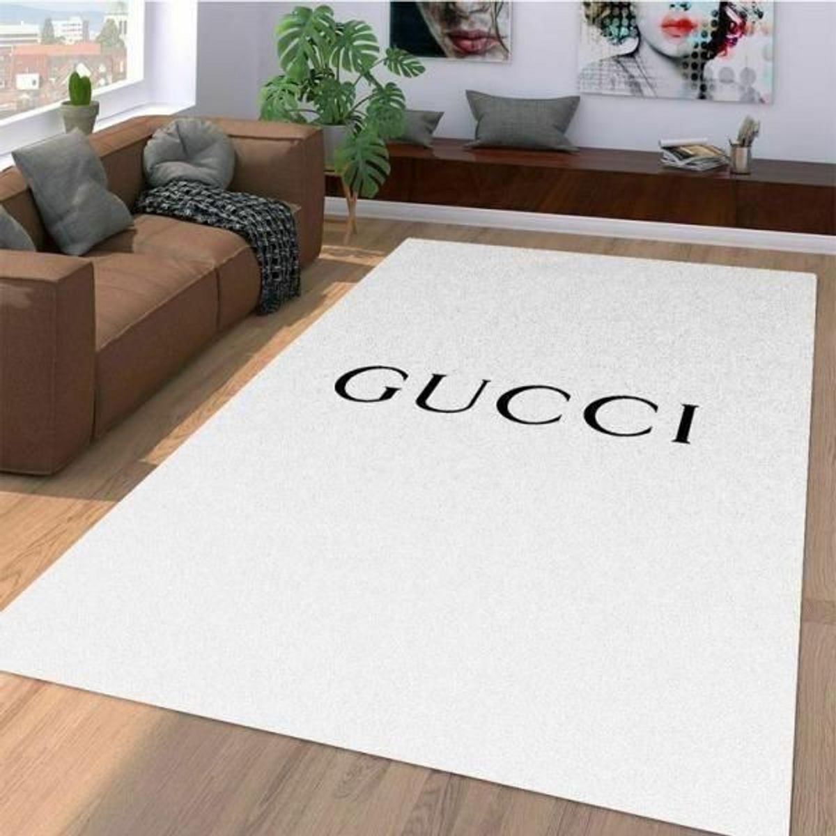 Gucci White Color Simple Luxury Brand Carpet Rug Limited Edition
