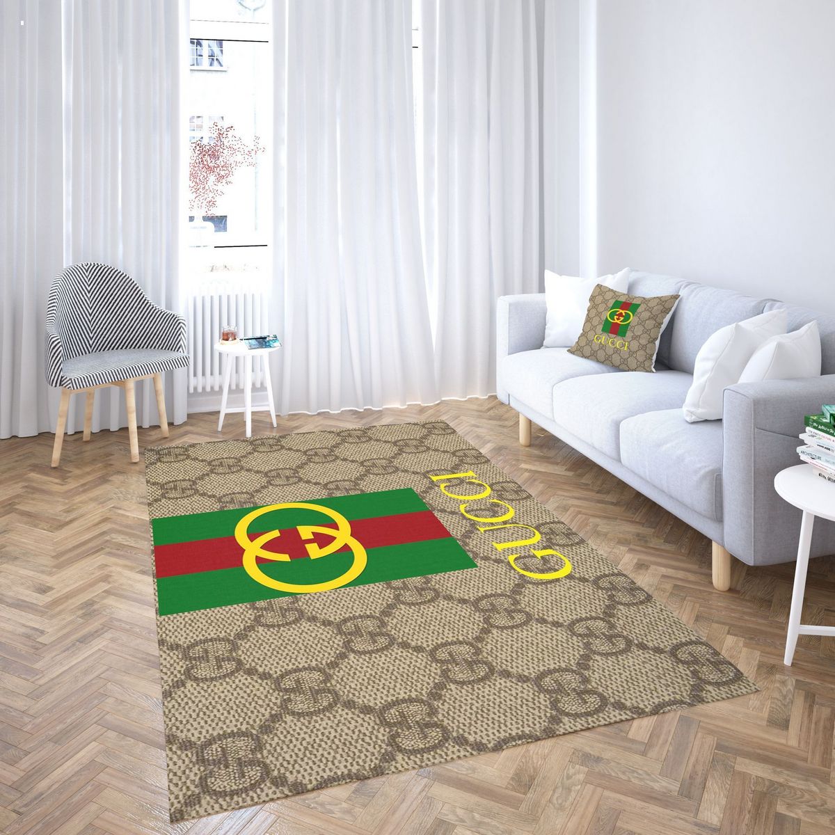 HOT Gucci Brown Mix Red Green Luxury Brand Carpet Rug Limited Edition