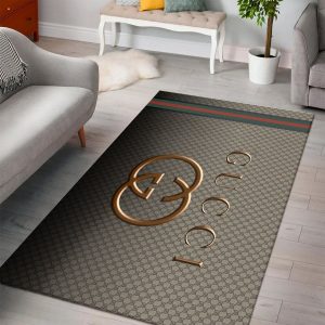 HOT Gucci Gold Logo Mix Color Luxury Brand Carpet Rug Limited Edition HOT Gucci Gold Logo Mix Color Luxury Brand Carpet Rug Limited Edition