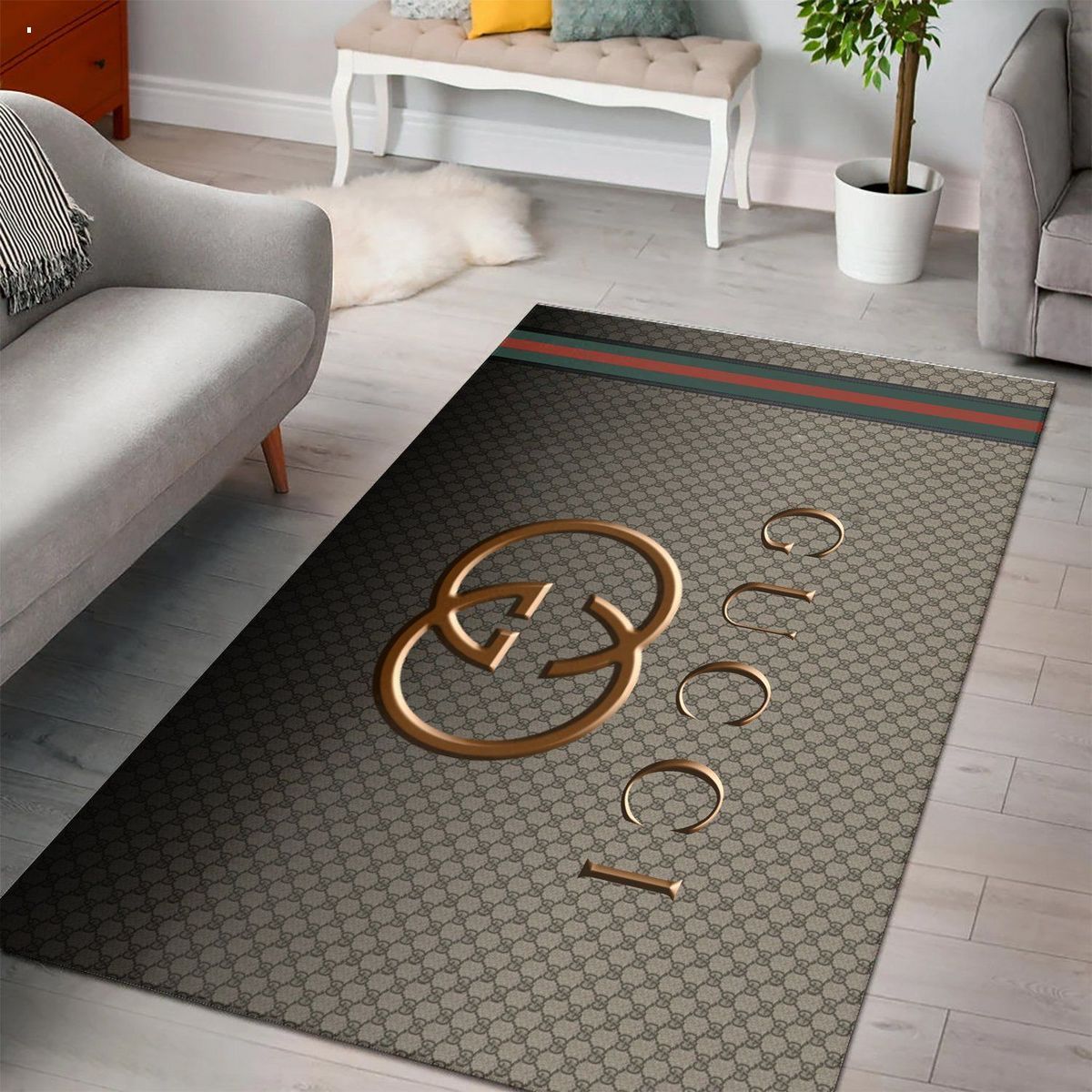 HOT Gucci Gold Logo Mix Color Luxury Brand Carpet Rug Limited Edition