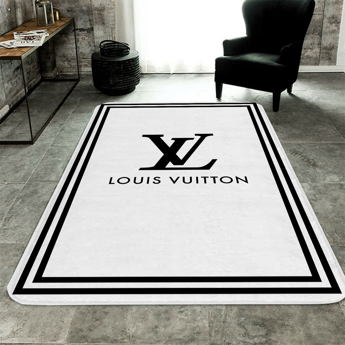 Louis Vuitton Black White Luxury Brand Carpet Rug Limited Edition