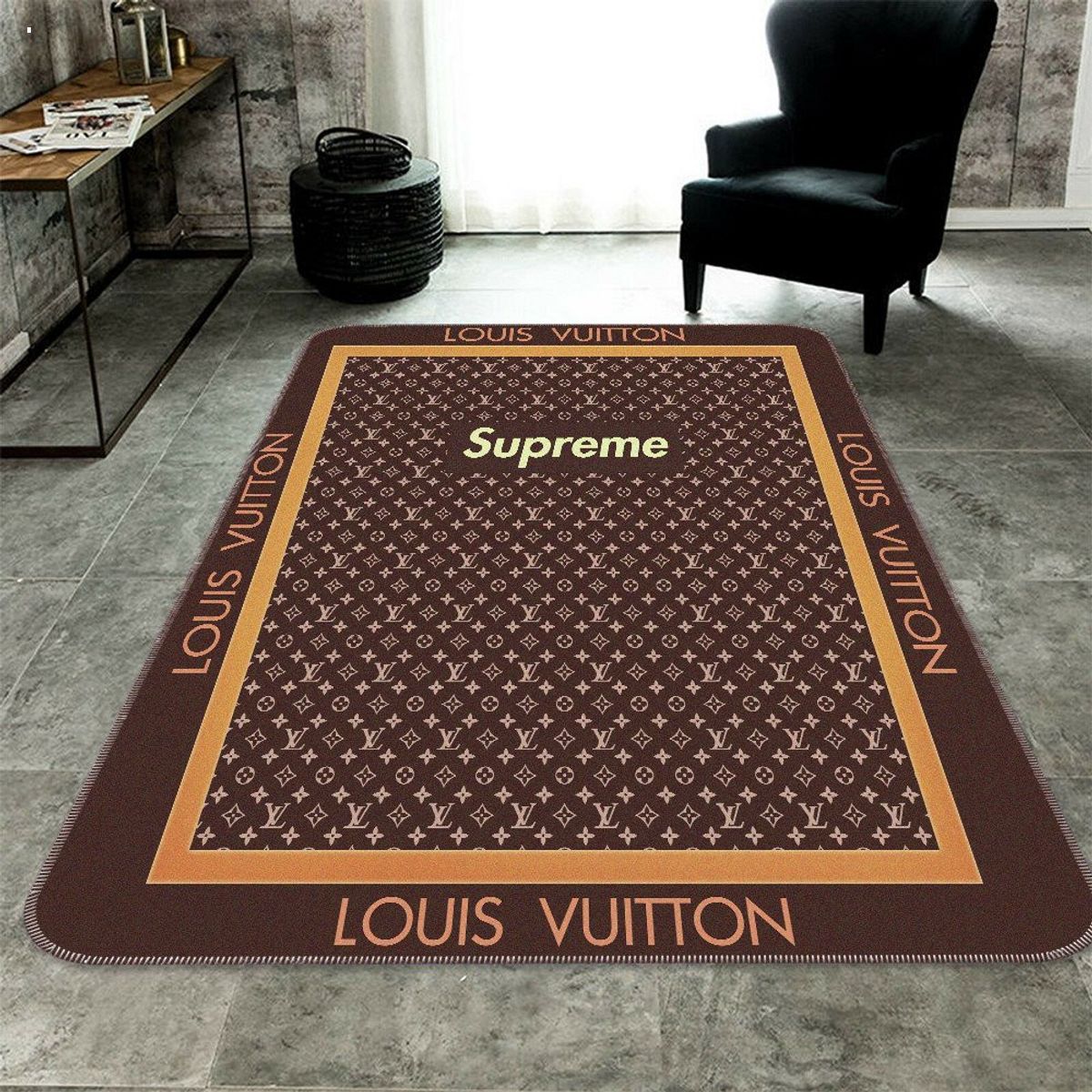 Louis Vuitton Supreme Brown Luxury Brand Carpet Rug Limited Edition Luxury Store