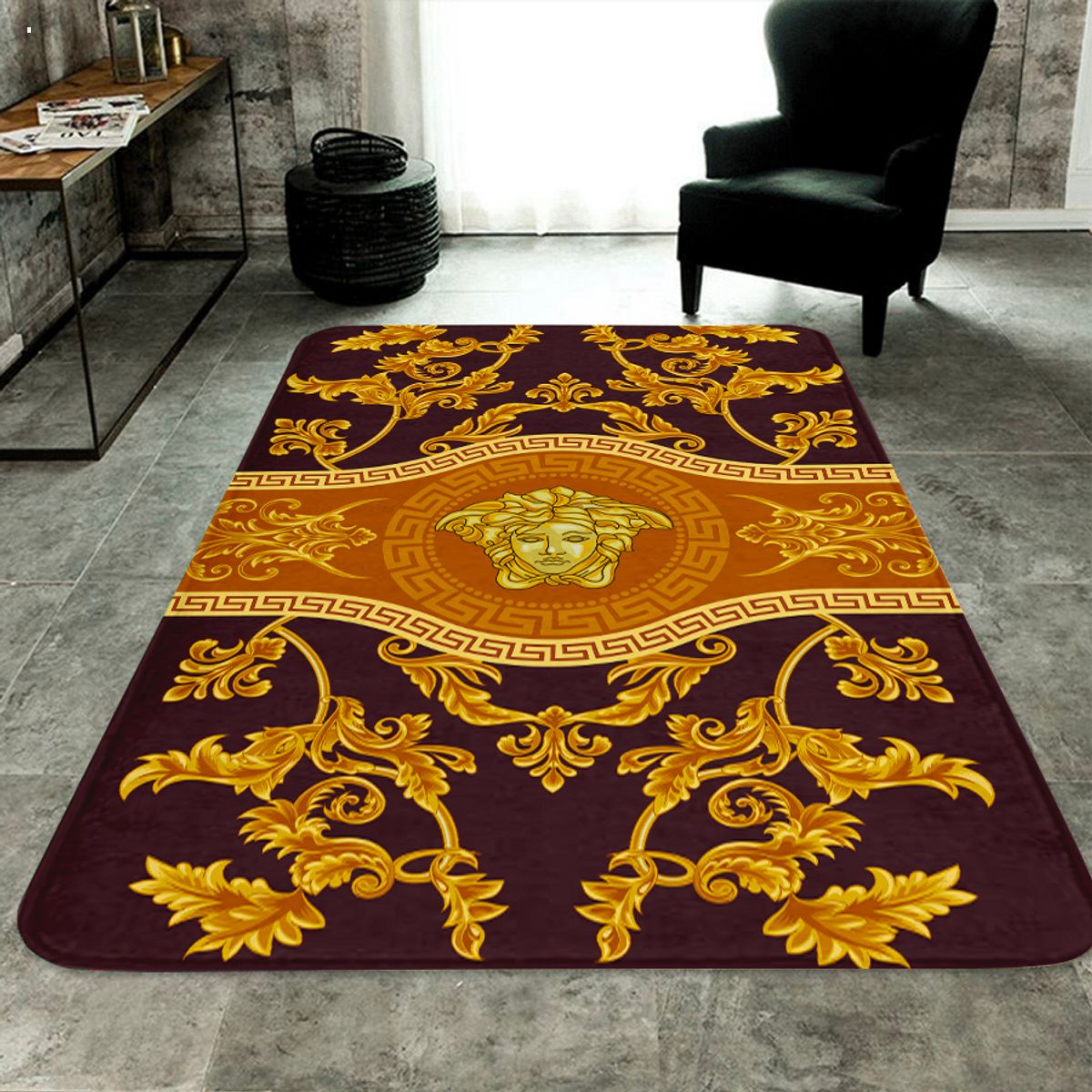 Versace Brown Mix Gold Luxury Brand Carpet Rug Limited Edition