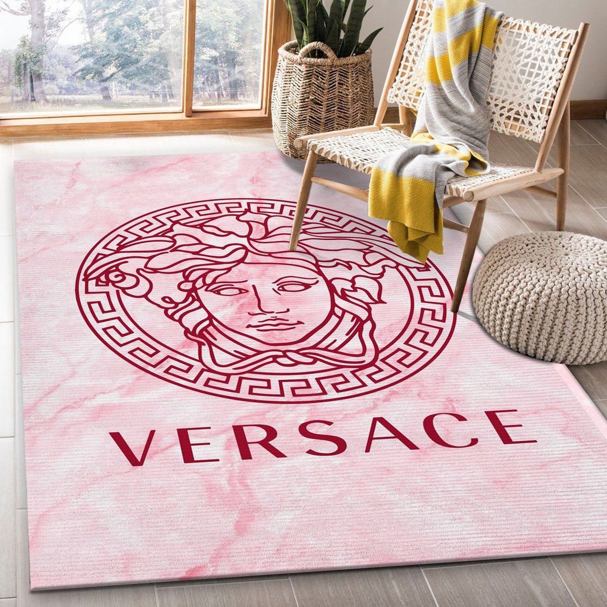 Versace Full Pink Color Luxury Brand Carpet Rug Limited Edition