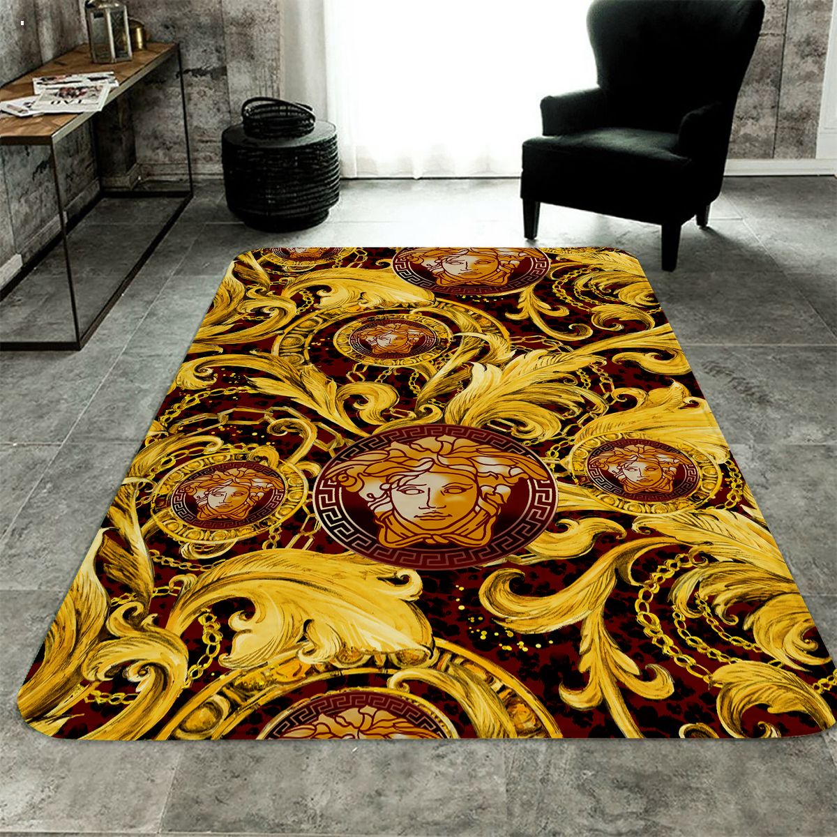 Versace Gold Color Luxury Brand Carpet Rug Limited Edition