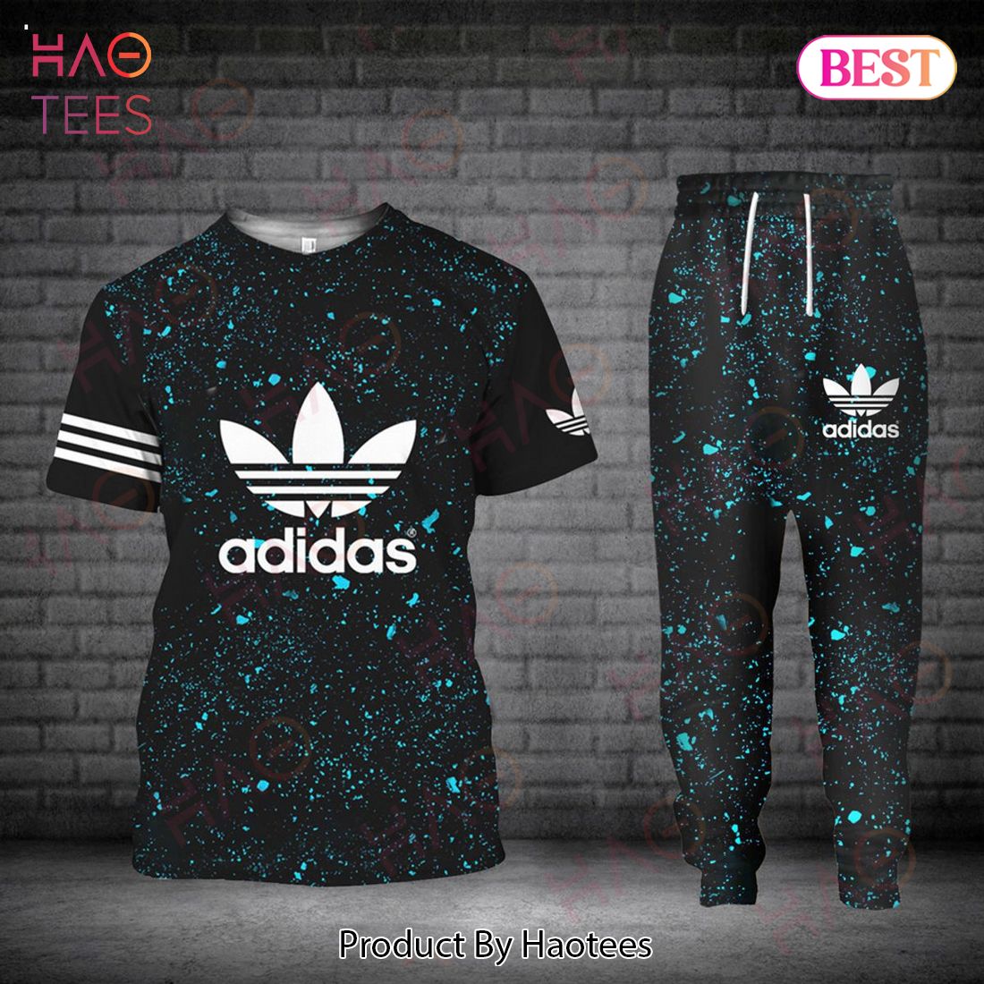 Adidas Black Blue T-Shirt And Pants Luxury Brand Limited Edition