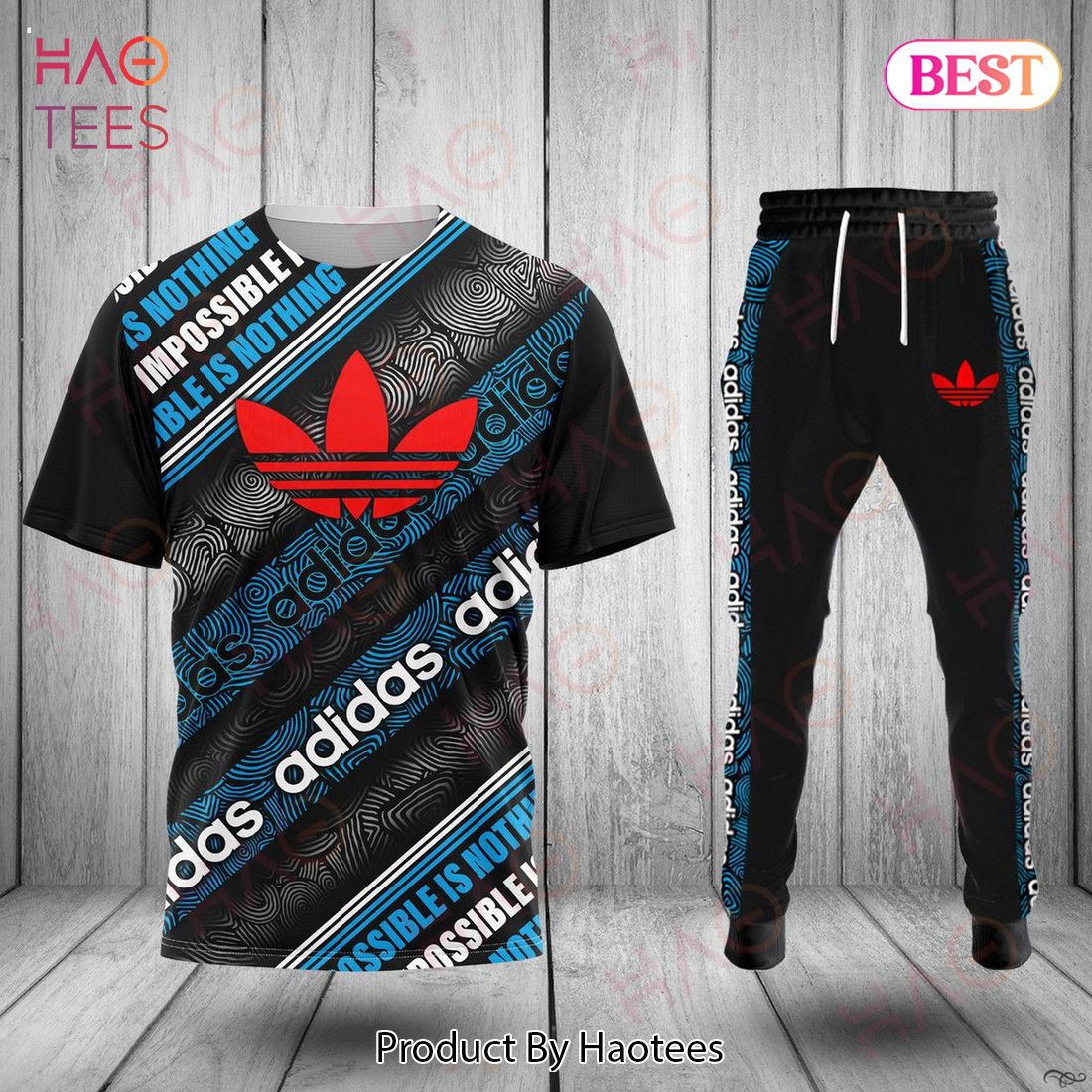 Adidas Black Mix Red Logo T-Shirt And Pants Luxury Brand Limited Edition Luxury Store