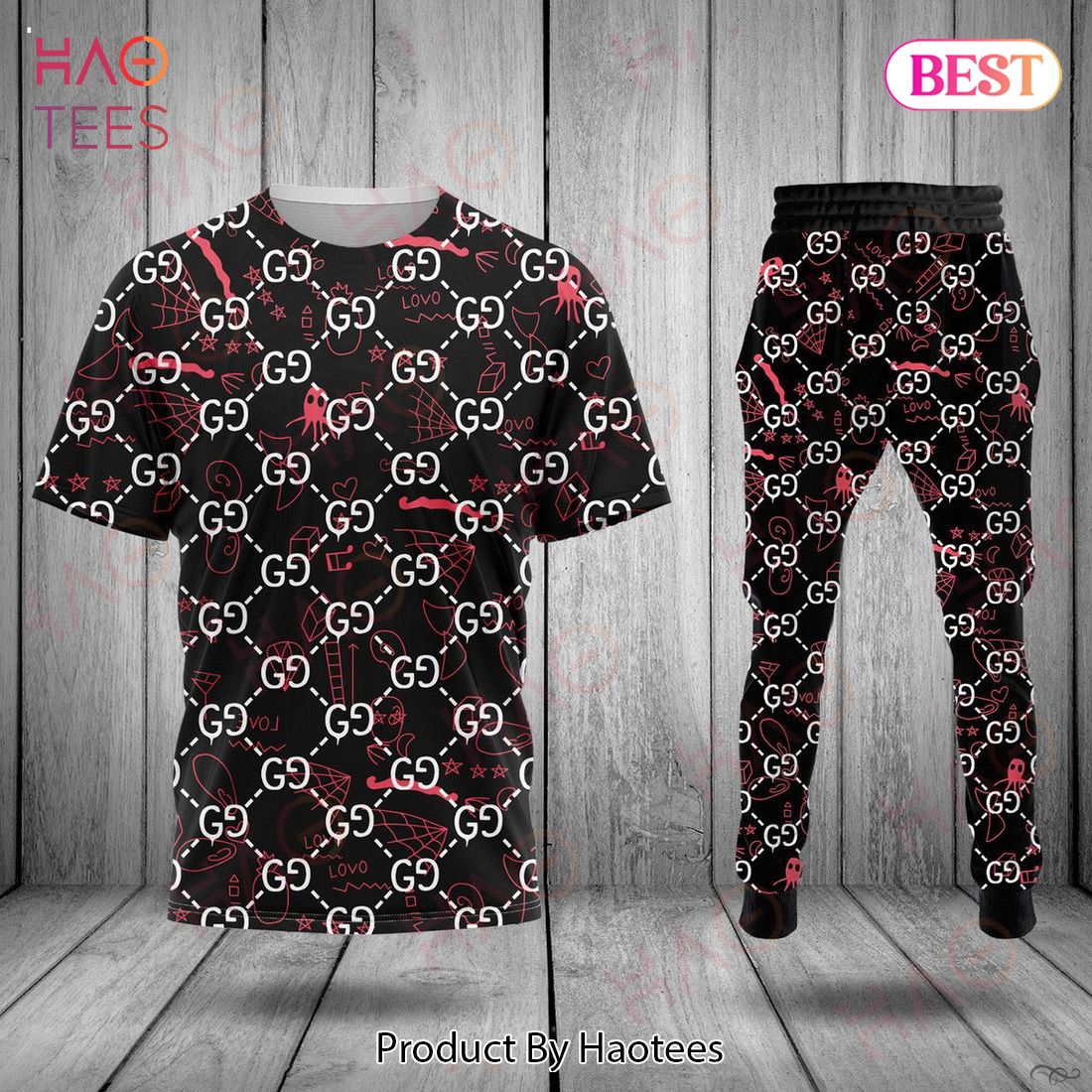 Gucci Full Priting Logo Luxury Brand T-Shirt And Pants Limited Edition