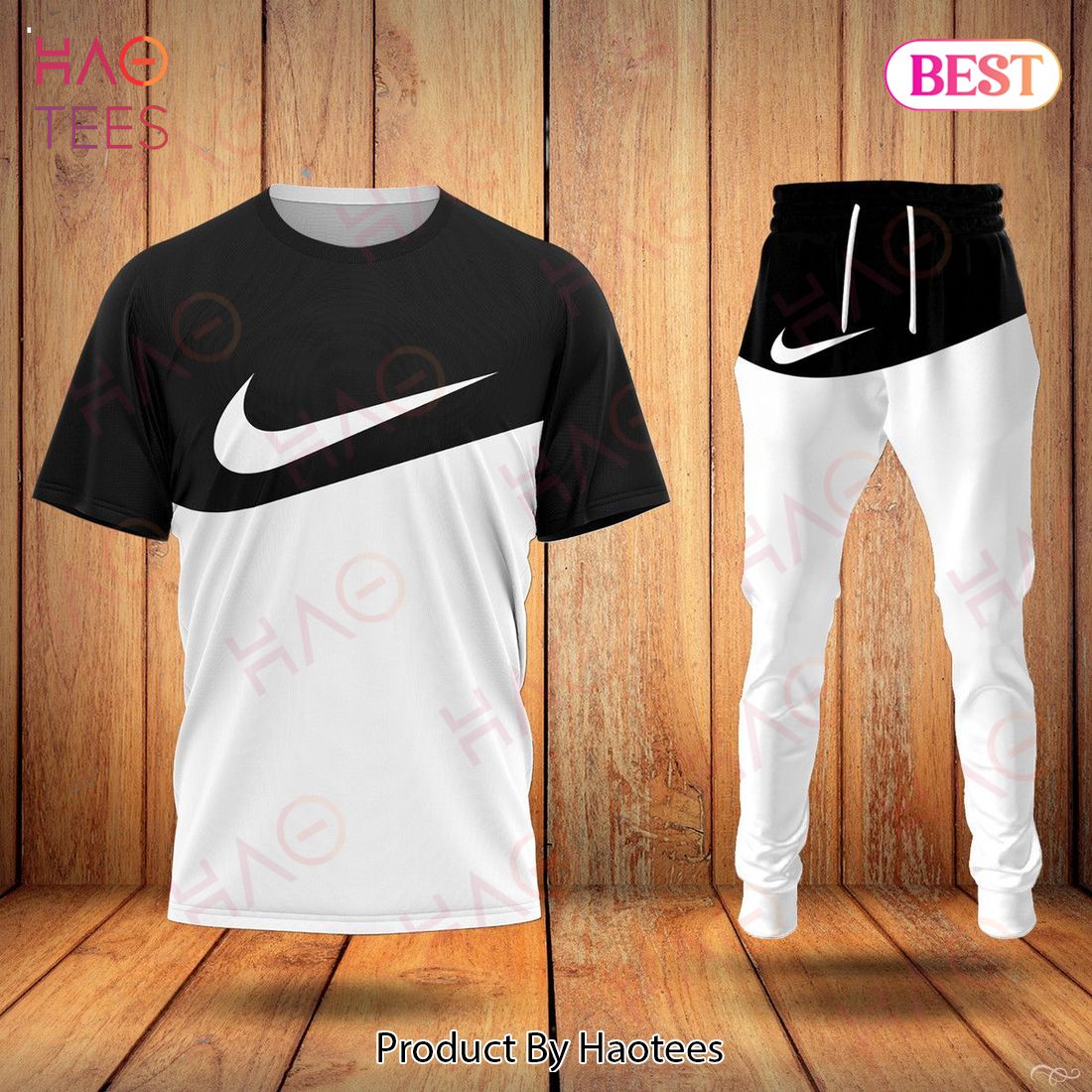 Nike Black Mix White Luxury Brand T-Shirt And Pants Limited Edition