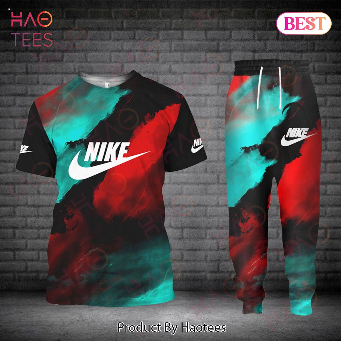 Nike Black Red Blue Luxury Brand T-Shirt And Pants Limited Edition