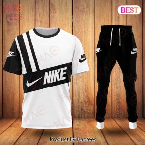 Nike White Mix Black Luxury Brand T-Shirt And Pants Limited Edition