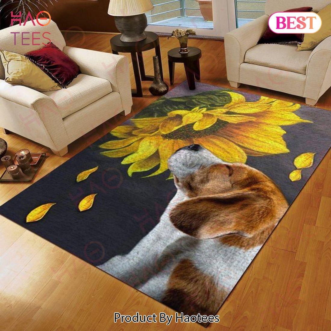 Beagle Sunflower Limited Edition Area Rugs Carpet Mat Kitchen Rugs Floor Decor