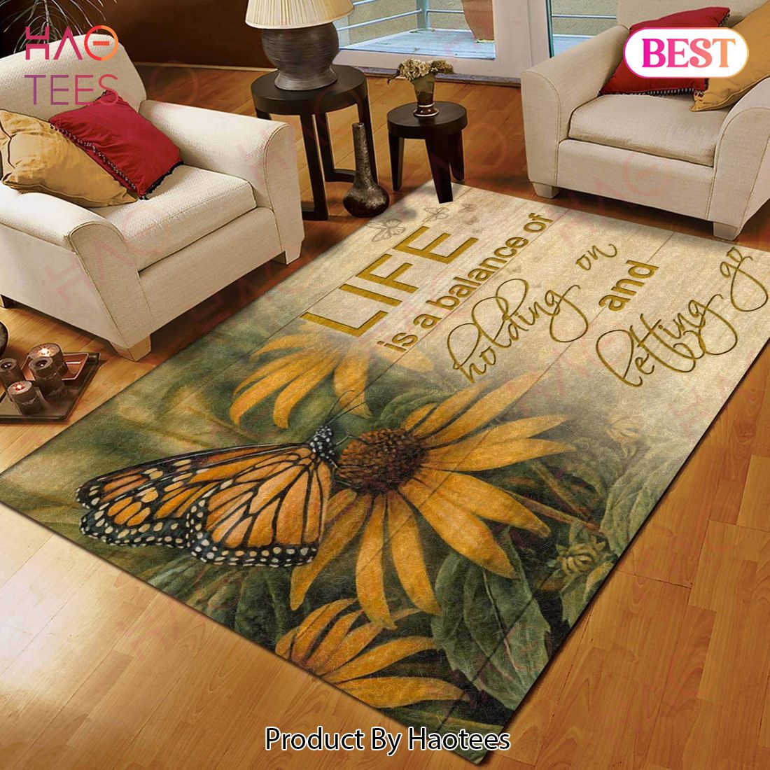 Butterfly Sunflower Limited Edition  Area Rugs Carpet Mat Kitchen Rugs Floor Decor
