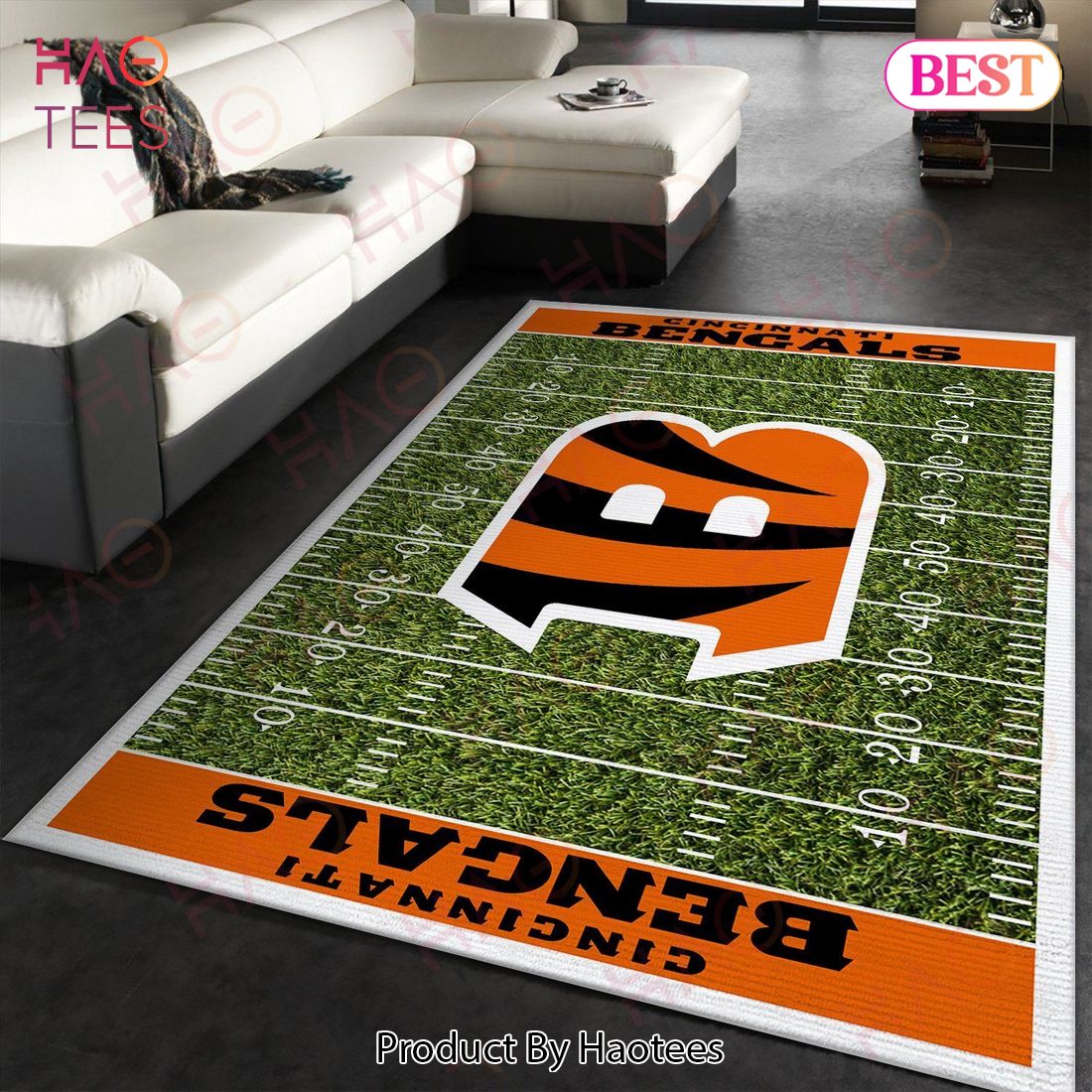 Skull Calavera Cincinnati Bengals NFL Living Room Rug Floor Decor