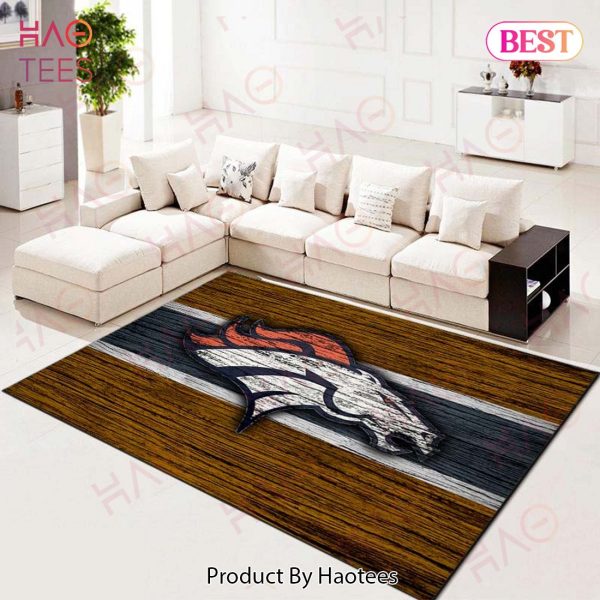 Denver Broncos Football Team Nfl On Wood Living Room Carpet Kitchen Area Rugs