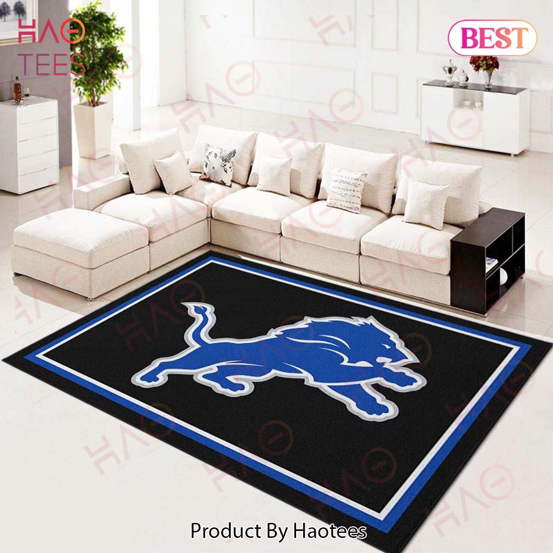 Detroit Lions Football Team Nfl Spirit Black Living Room Carpet Kitchen Area Rugs