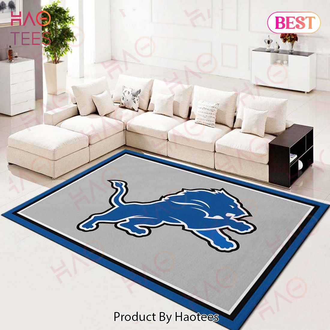 Detroit Lions Football Team Nfl Spirit Gray Living Room Carpet Kitchen Area Rugs