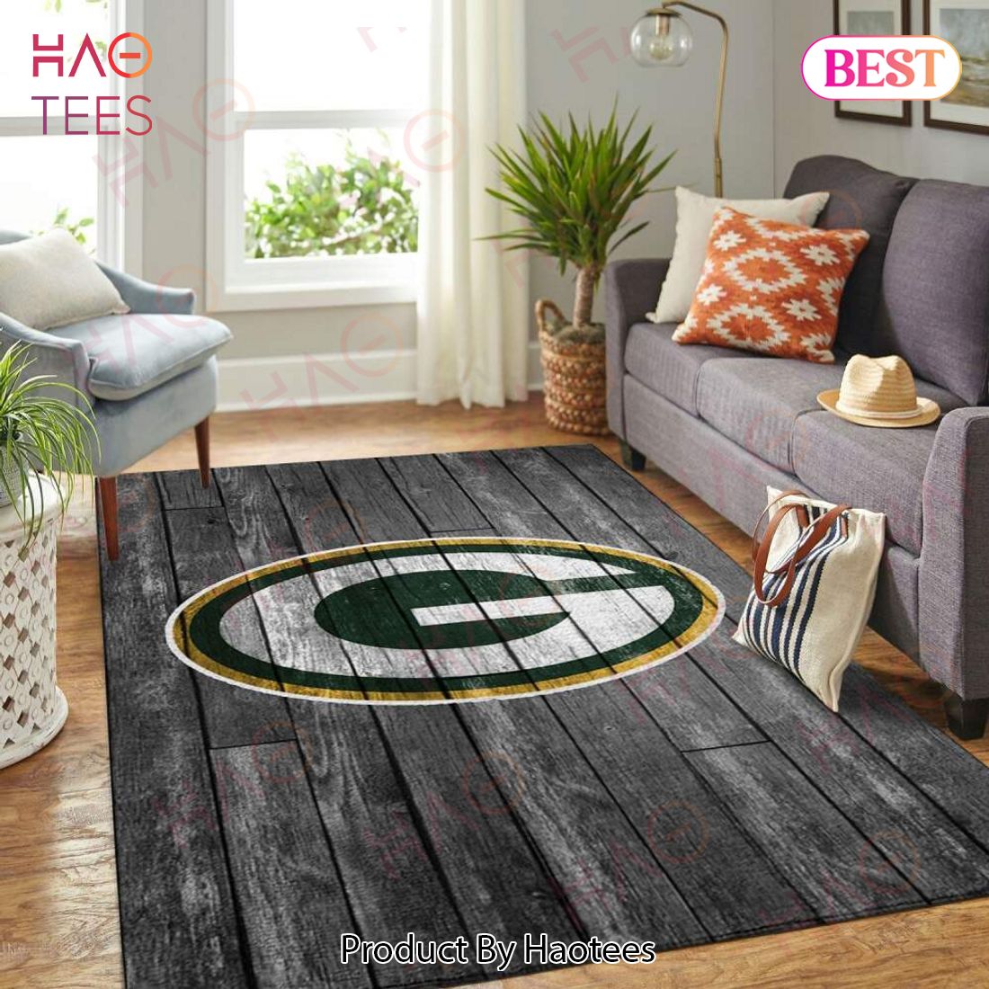 Green Bay Packers Nfl Area Rugs Football Living Room Carpet Team Logo Gray Wooden Home Rug Regtangle Carpet Floor Decor Home Decor