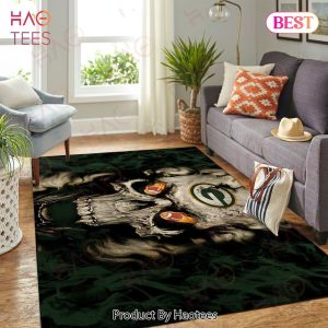 Green Bay Packers Nfl Area Rugs Team Logo Skull Style Living Room Carpet Sports Rug Regtangle Carpet Floor Decor Home Decor
