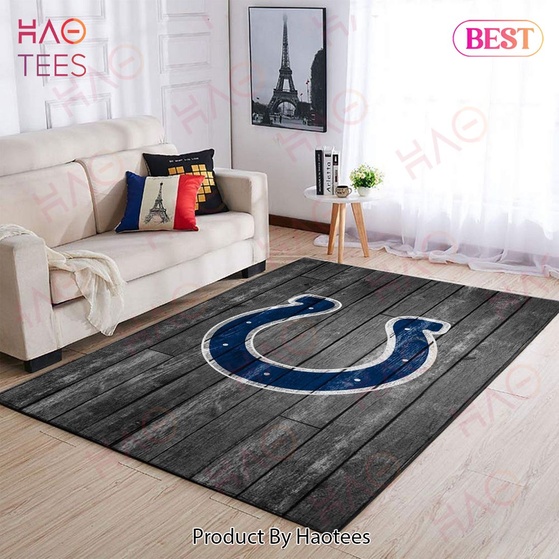 Indianapolis Colts Nfl Team Logo Grey Area Rugs Wooden Style Living Room Carpet Sports Rug Regtangle Carpet Floor Decor Home Decor