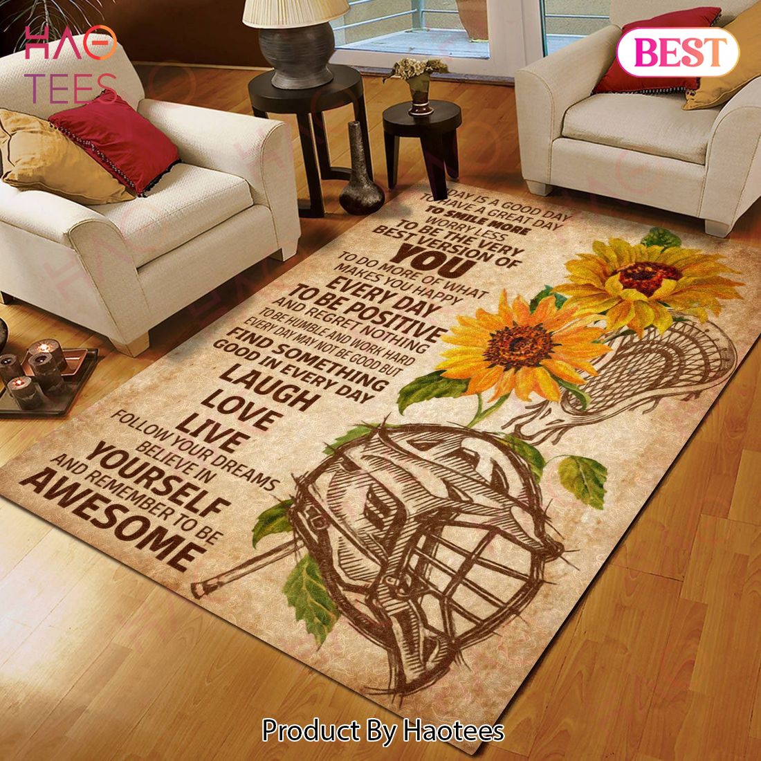 Lacrosse Sunflower Today Is A Good Day Area Rugs Carpet Mat Kitchen Rugs Floor Decor