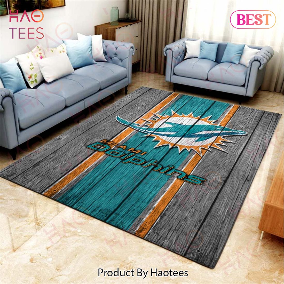 Miami Dolphins Football Team Nfl On Wood Living Room Carpet Kitchen Area Rugs