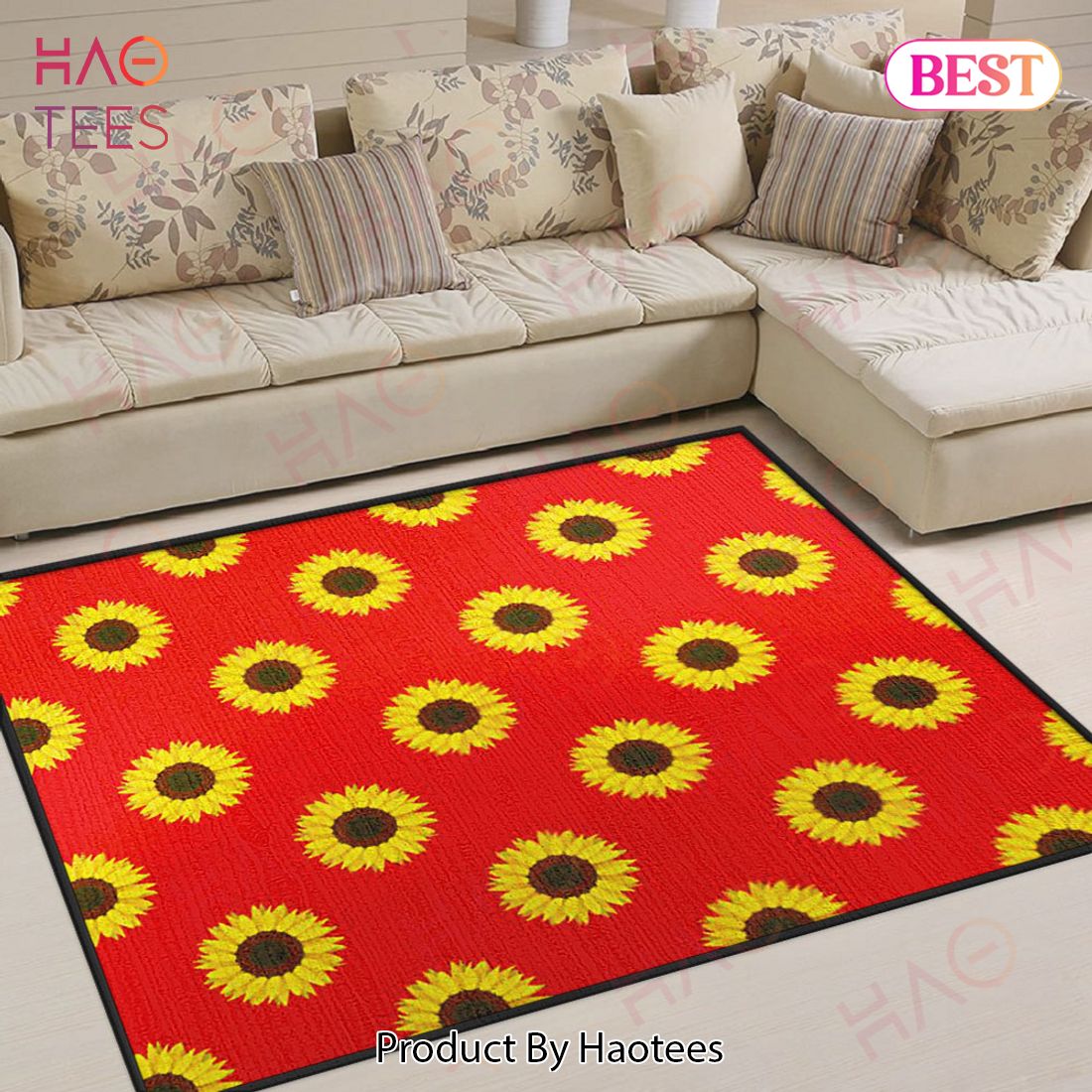 Red Sunflower Area Rugs Carpet Mat Kitchen Rugs Floor Decor