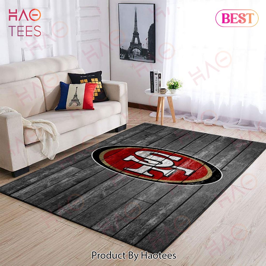 San Francisco 49Ers Nfl Area Rugs Football Living Room Carpet Team Logo Wooden Home Rug Regtangle Carpet Floor Decor Home Decor