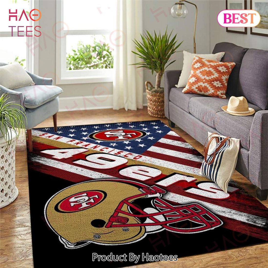 San Francisco 49Ers Nfl Area Rugs Team Logo American Flag Style Living Room Carpet Sports Rug Regtangle Carpet Floor Decor Home Decor
