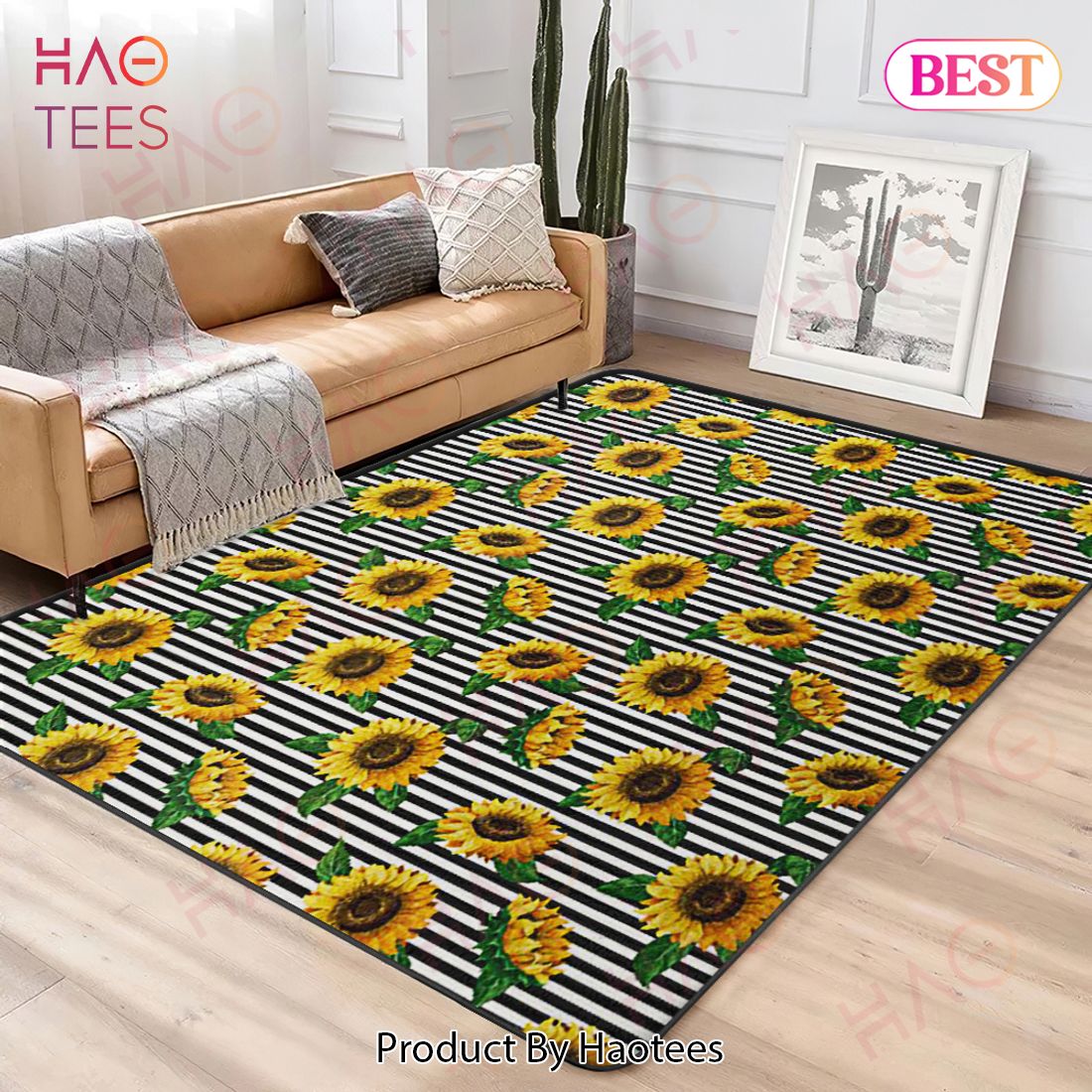 Stripe Sunflower Area Rugs Carpet Mat Kitchen Rugs Floor Decor