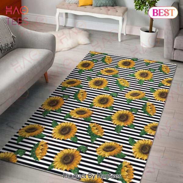 Sunflowers Ribbon Background Bold Patterns Tasteful Area Rugs Carpet Mat Kitchen Rugs Floor Decor