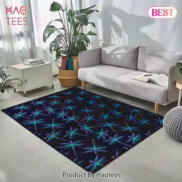 Teal And Purple Dragonfly Area Rugs Carpet Mat Kitchen Rugs Floor Decor