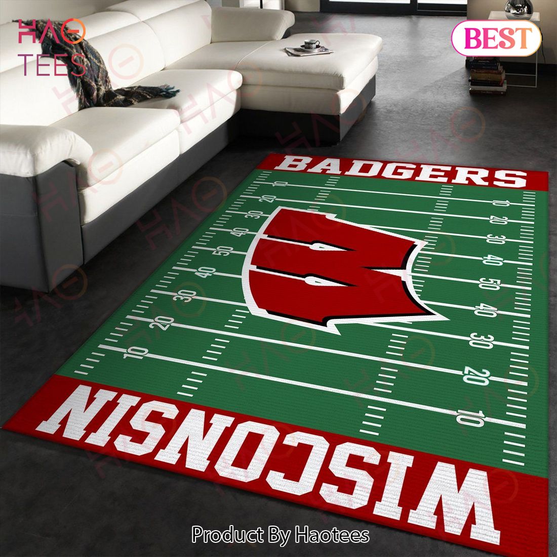 Wisconsin Badgers NFL Area Rugs Carpet Mat Kitchen Rugs Floor Decor