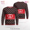 Gucci Gg Logo Brown Red And Green 3D Ugly Sweater