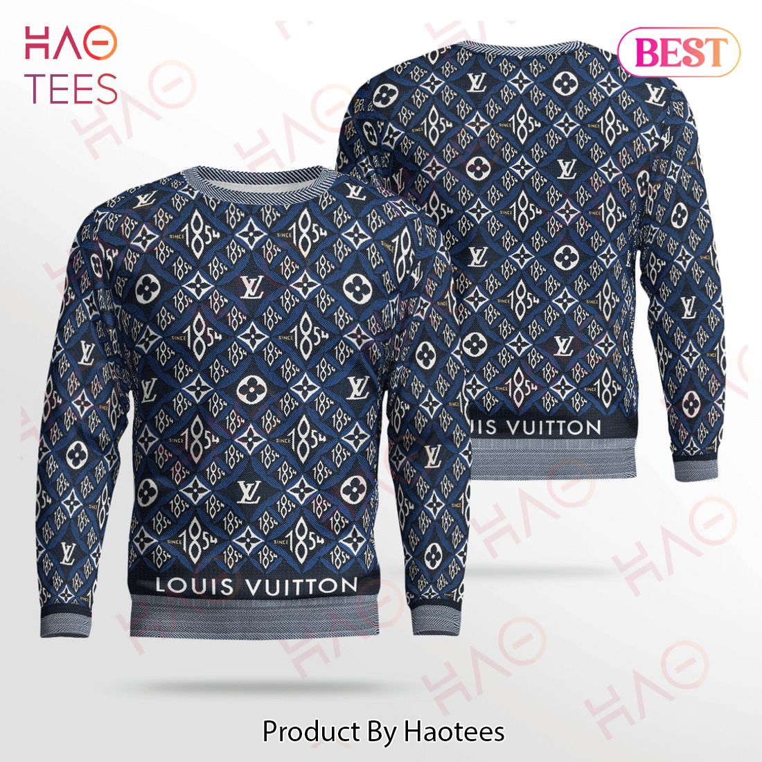 Louis Vuitton Logo Pattern 3D Ugly Sweater