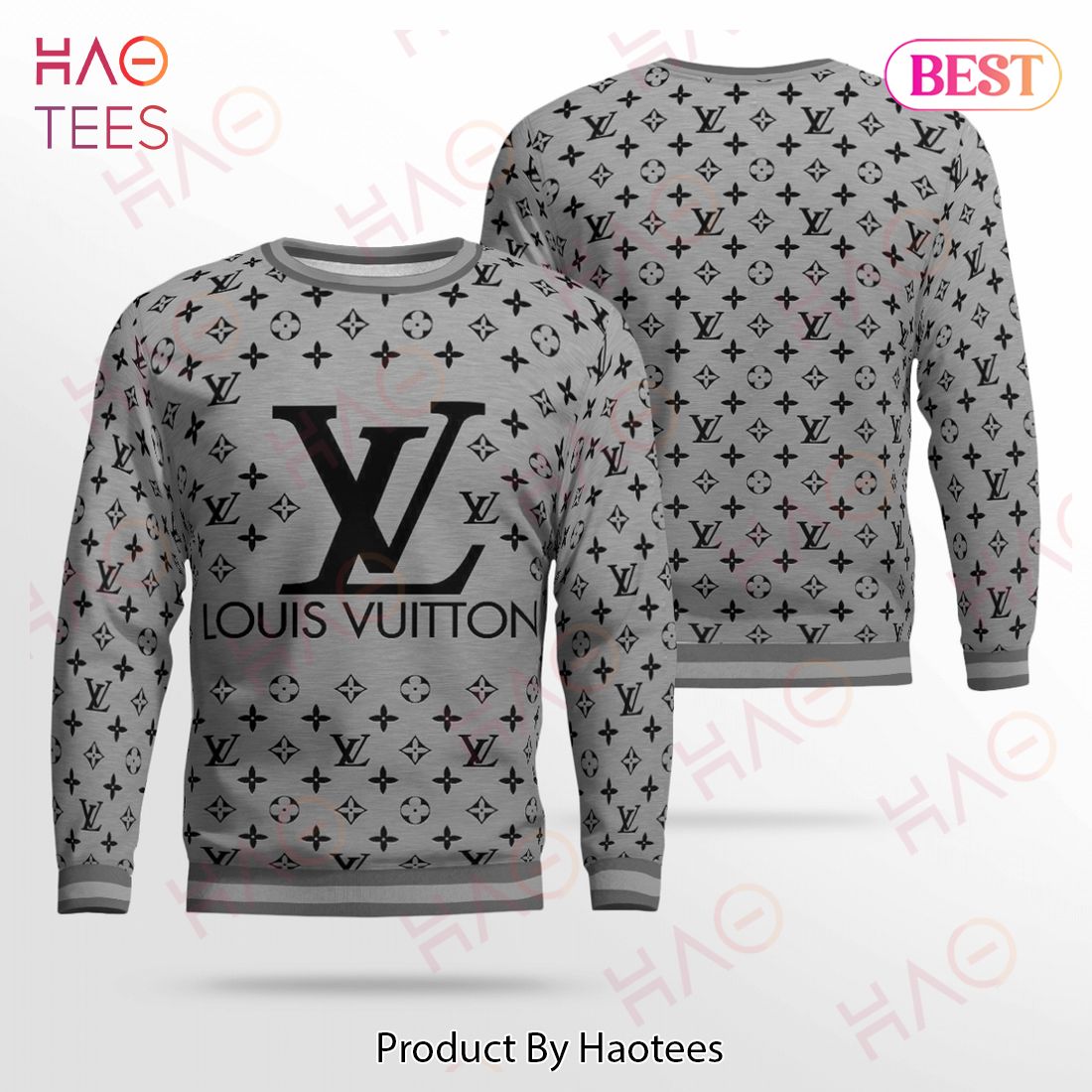 Best Luxury French Louis Vuitton Lv Grey 3D Ugly Sweater Limited Edition