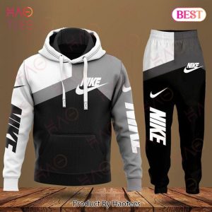 Nike Grey And White Luxury Hoodie & Pants