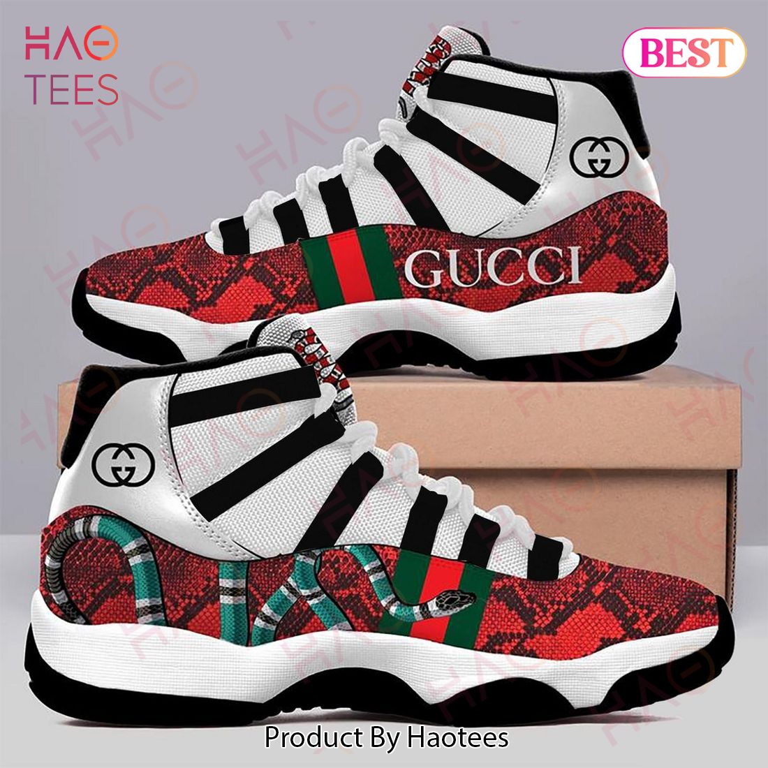 Air Jordan 11 Sneakers Shoes – Gucci Brand Red Snake Sneakers
