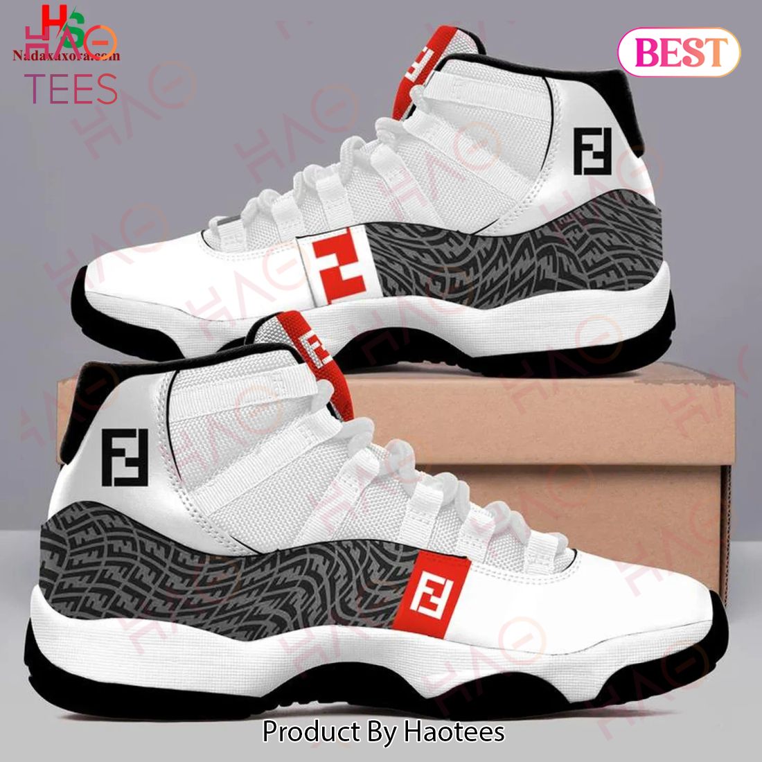 Fendi Monogram White Version Air Jordan 11 Shoes
