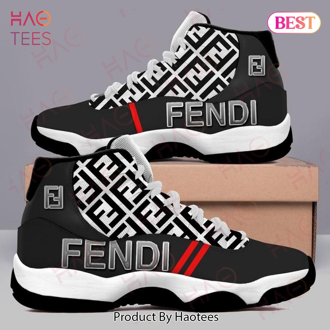 Fendi Red Line Air Jordan 11 Sneakers Shoes Hot 2022 Gifts For Men Women