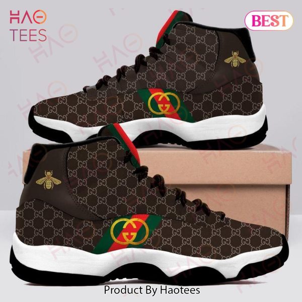 Gucci Gold Bee Brown Air Jordan 11 Sneakers Shoes