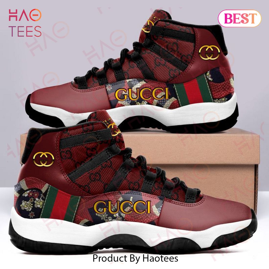 Gucci Red Air Jordan 11 Custom Sneakers Shoes