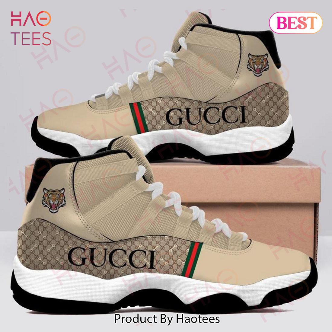 Gucci Tiger Brown Air Jordan 11 Sneakers Shoes Hot 2022 Gifts For Men Women