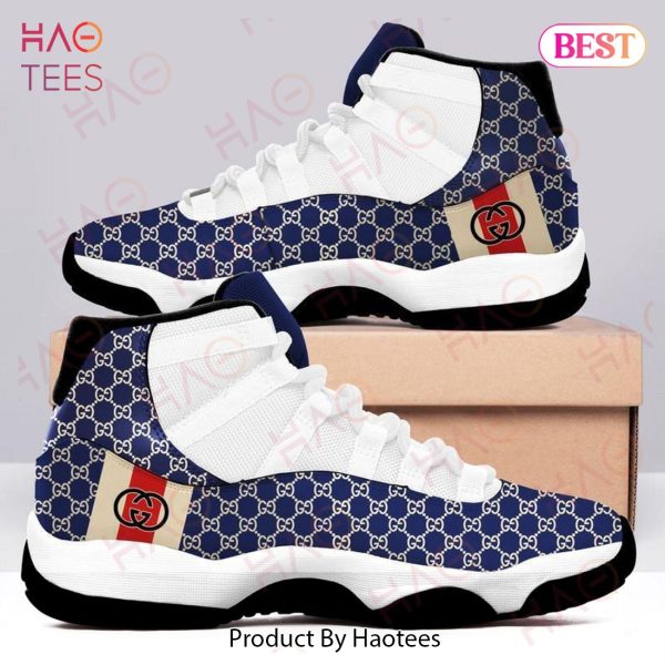 Gucci White Blue Air Jordan 11 Sneakers Shoes Hot 2022 Gifts For Men Women