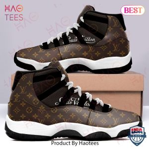 Louis Vuitton Black Brown Air Jordan 11 Sneakers Shoes Hot 2022 LV Gifts