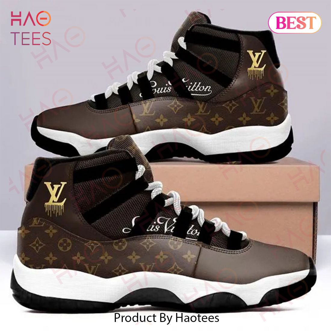 Louis Vuitton Black Brown Air Jordan 11 Sneakers Shoes Hot 2022 LV Gifts Unisex